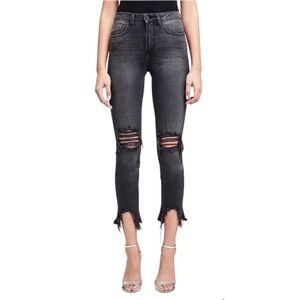 L'agence High Line Skinny High Rise Jeans in Nighttime Destruct Size 26